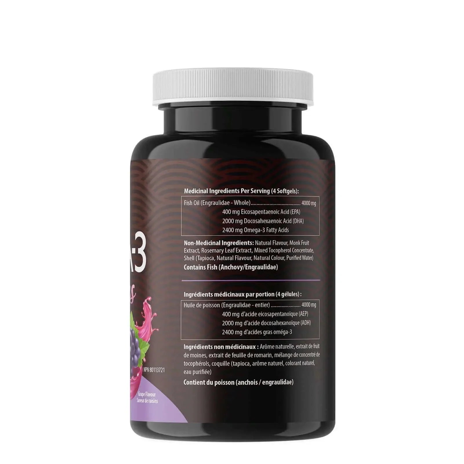 Aqua Omega High DHA Omega-3 120 Chewable Softgels, Lemon Flavour - Image 3