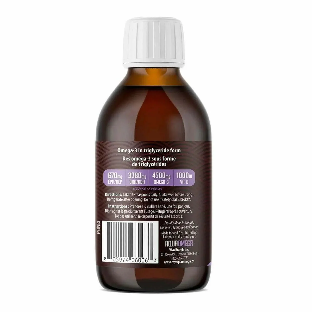 Aqua Omega High DHA Omega3 - Lemon Flavor 450 ML - Image 2