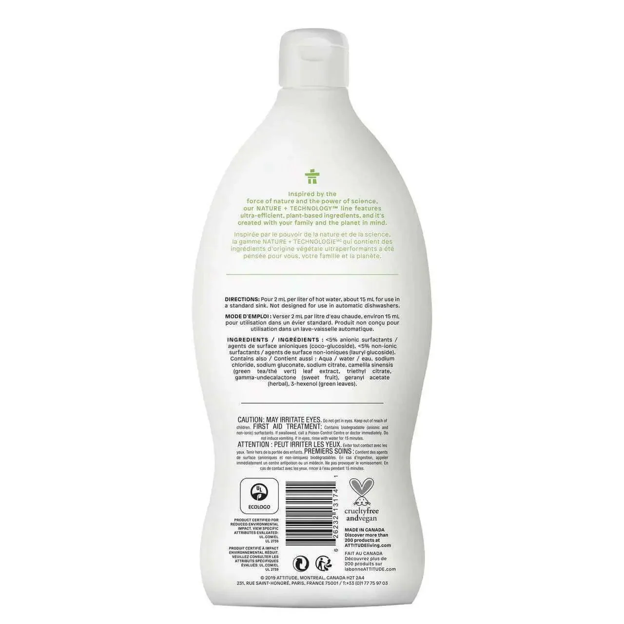 Attitude Dishwashing Liquid GREEN APPLE 700 ml - Image 2