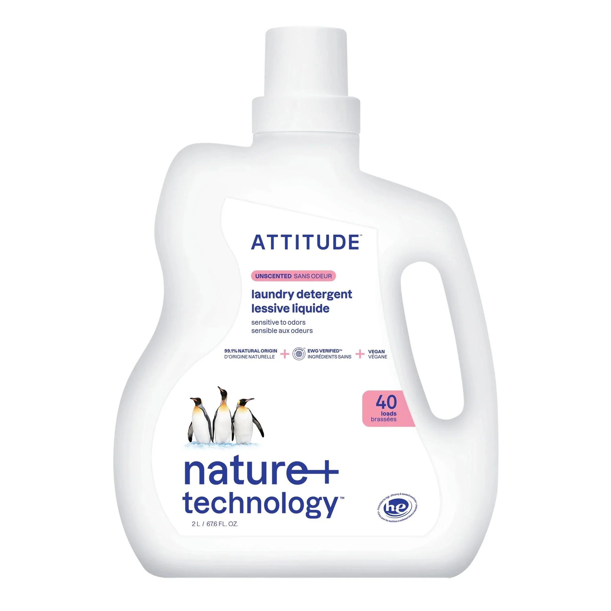 Attitude Laundry Detergent, Unscented 2L 40 Loads