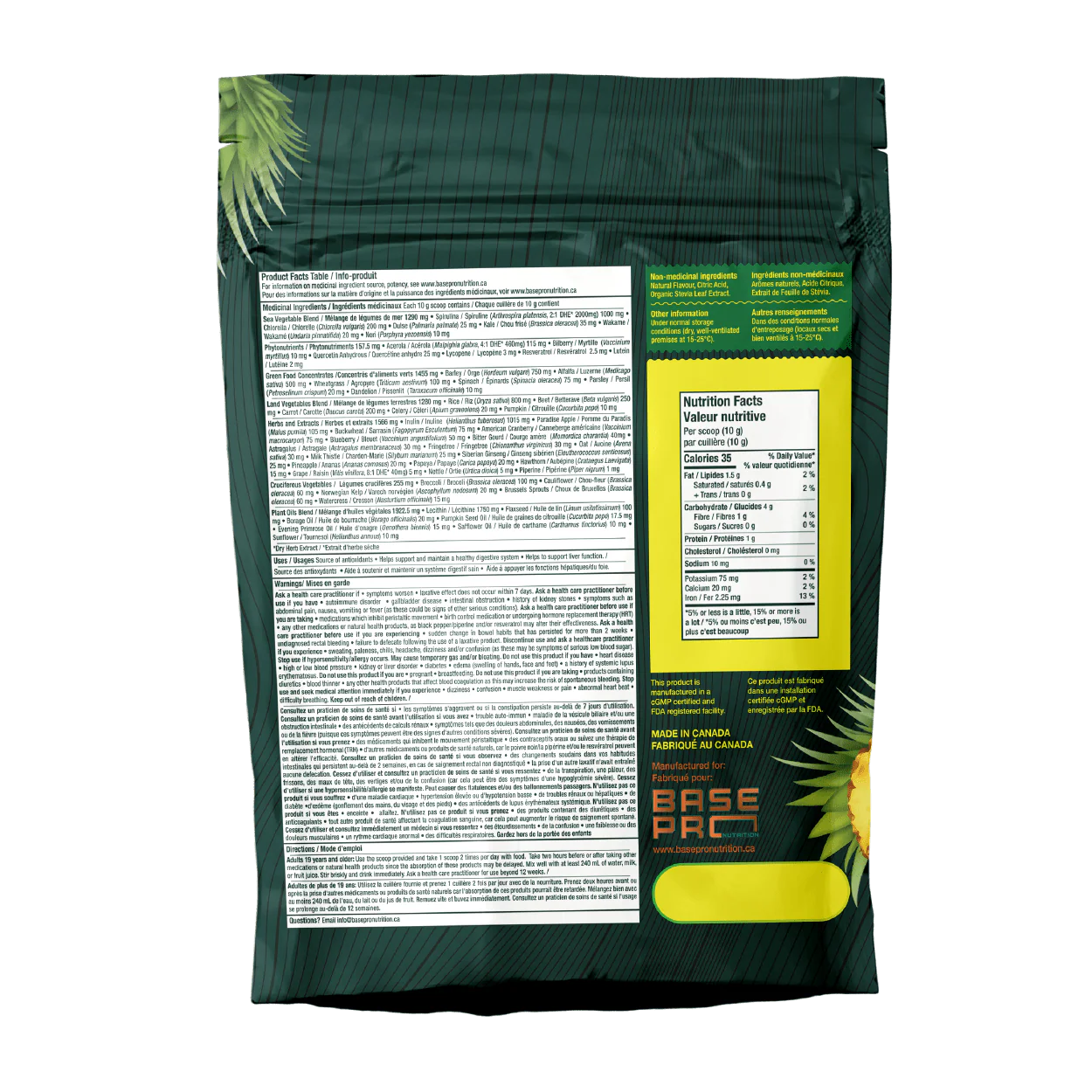 Base Pro Nutrition Pro Greens Powder- Pineapple 300 grams - Image 4