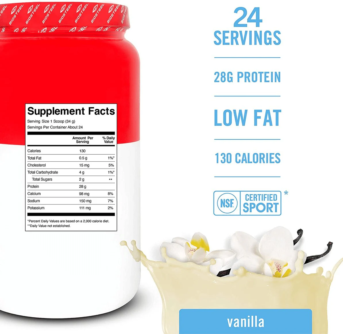 Biosteel Whey Protein Isolate, Vanilla - 24 Servings, 816 Grams - Image 2