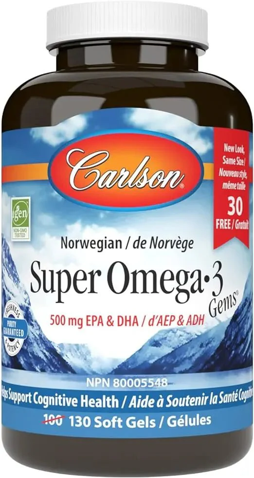 Carlson Super Omega-3 Fish Oil Bonus Pack 130 Softgels