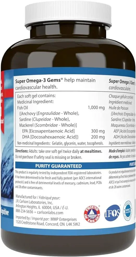Carlson Super Omega-3 Fish Oil Bonus Pack 130 Softgels - Image 2