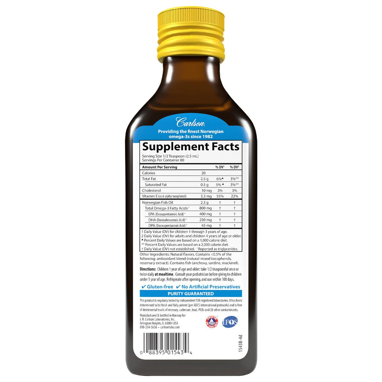 Carlson The Very Finest Kids Fish Oil 200mL, Lemon - Image 2