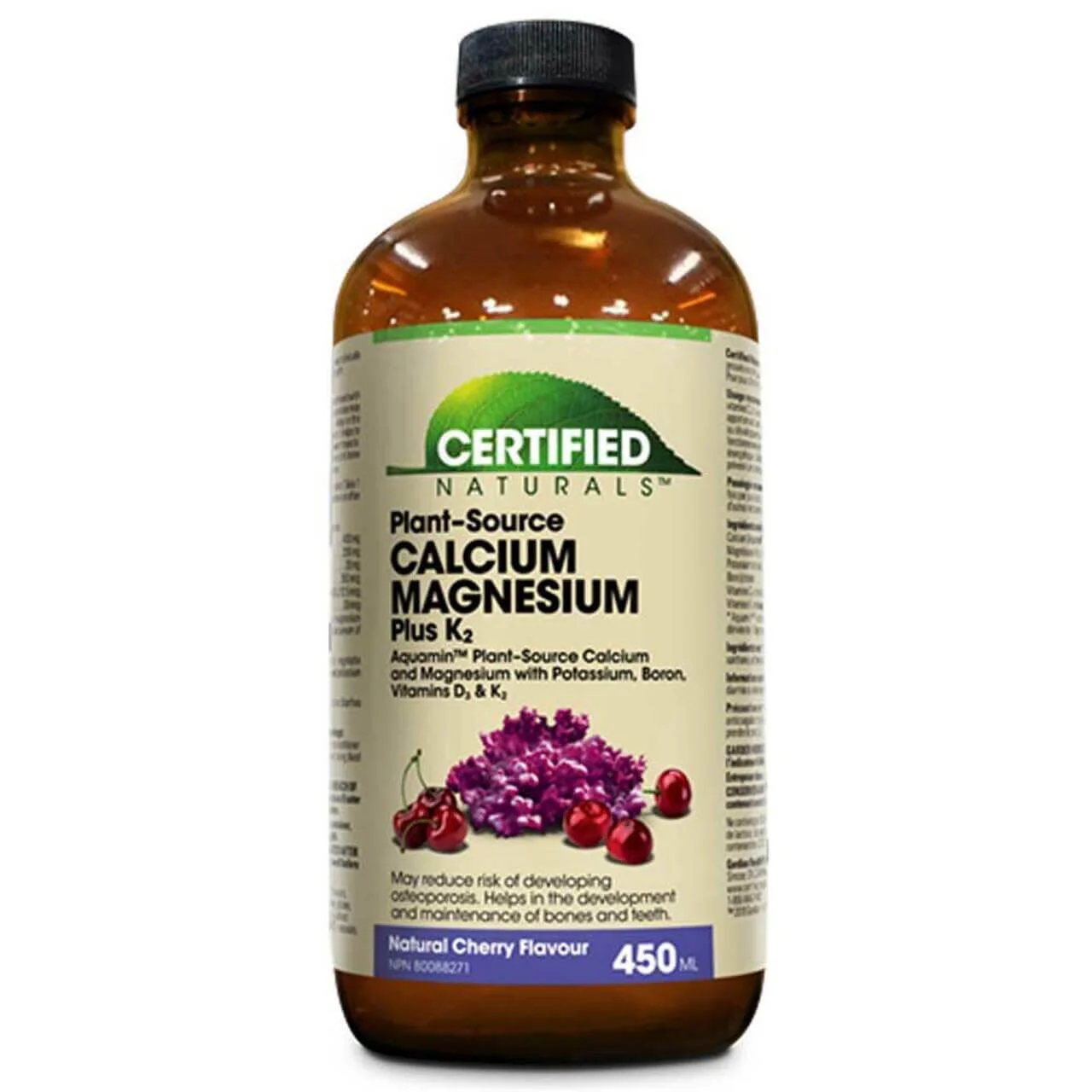 Certified Naturals™ Calcium Magnesium Plus K2 Liquid 450 ml with Aquamin - Image 2