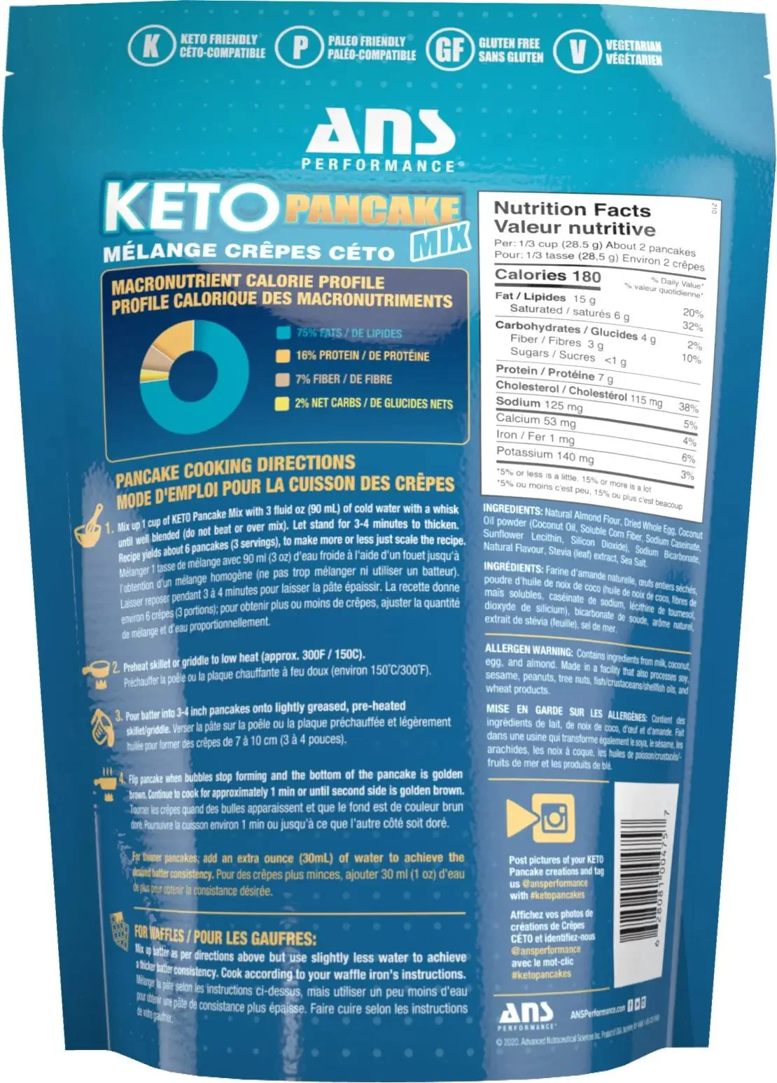 ANS Performance Keto Pancake Mix Bluberry flavour - Image 2
