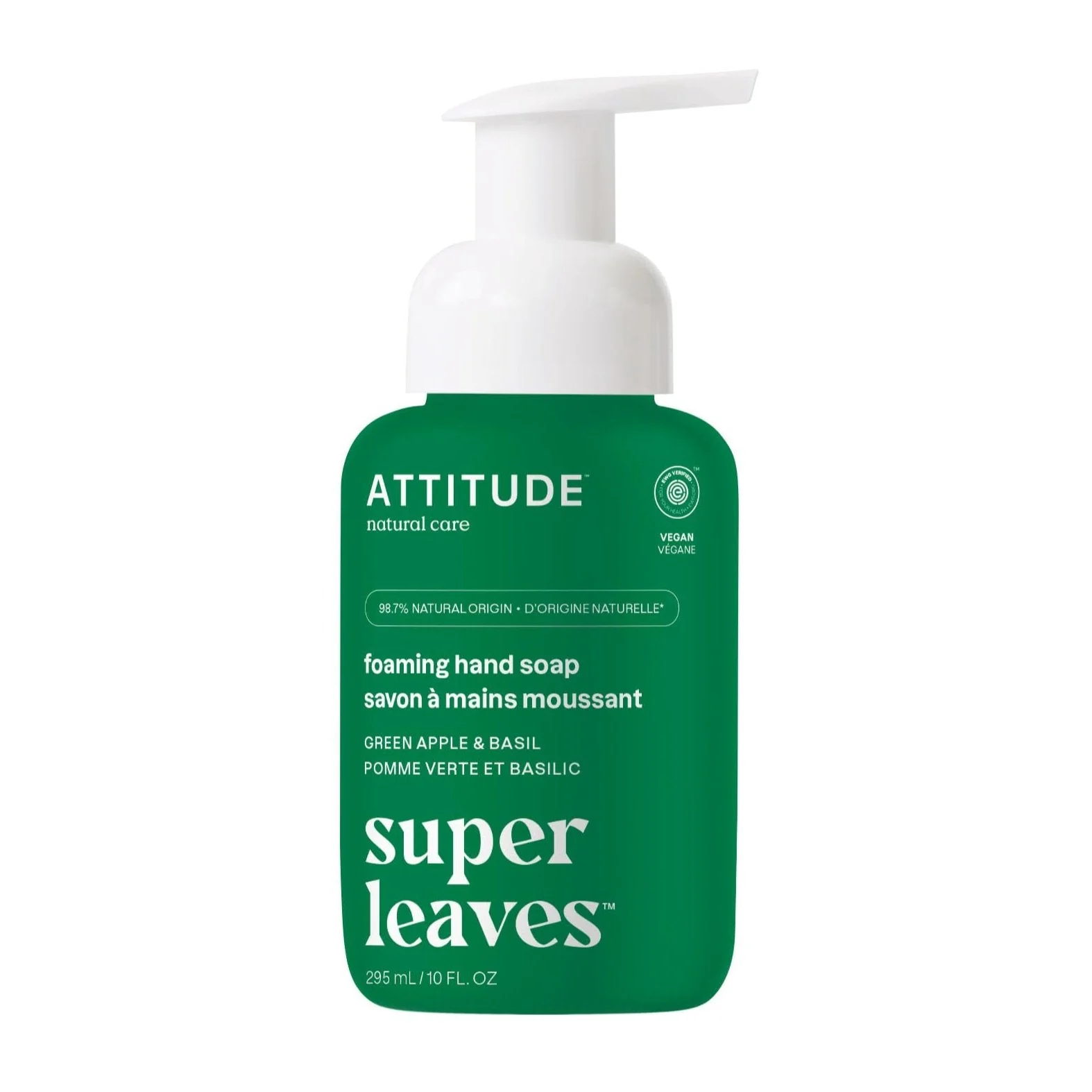 Attitude Foaming Hand Soap Green Apple and Basil, 295mL