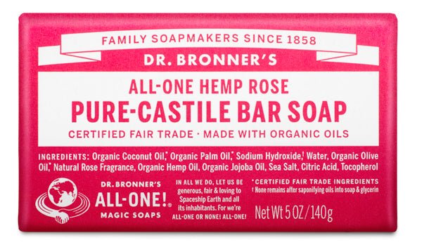 Dr. Bronner's Pure-Castile Bar Soap Rose 140g
