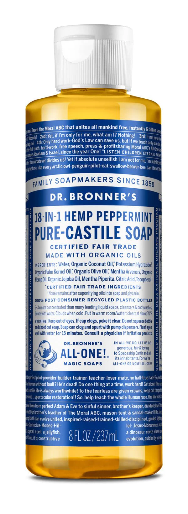 Dr. Bronner's 18-IN-1 Peppermint- Pure-Castille Soap