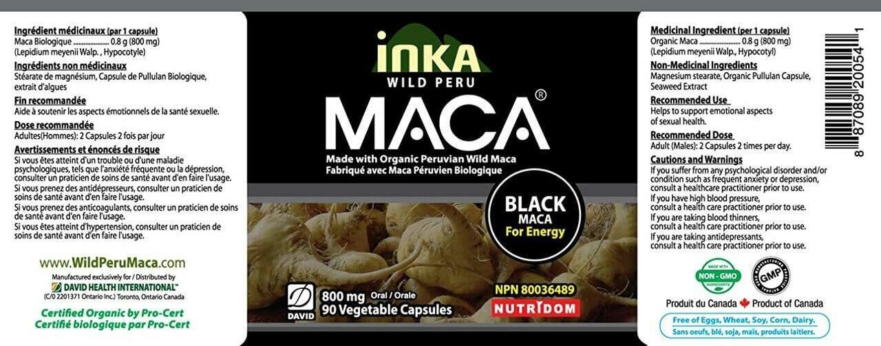 Inka Wild Peru Organic Black Maca 90 Veg Capsules - Image 2