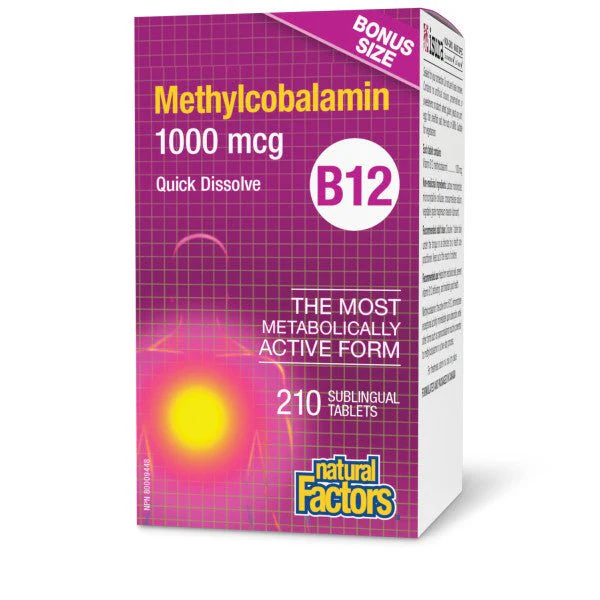 Natural Factors B12 Methylcobalamin 1000mcg 210 Sublingual Tablets