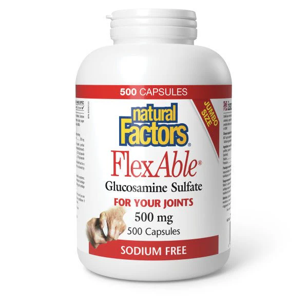 Natural Factors FlexAble Glucosamine Sulfate 500mg 500 Capsules