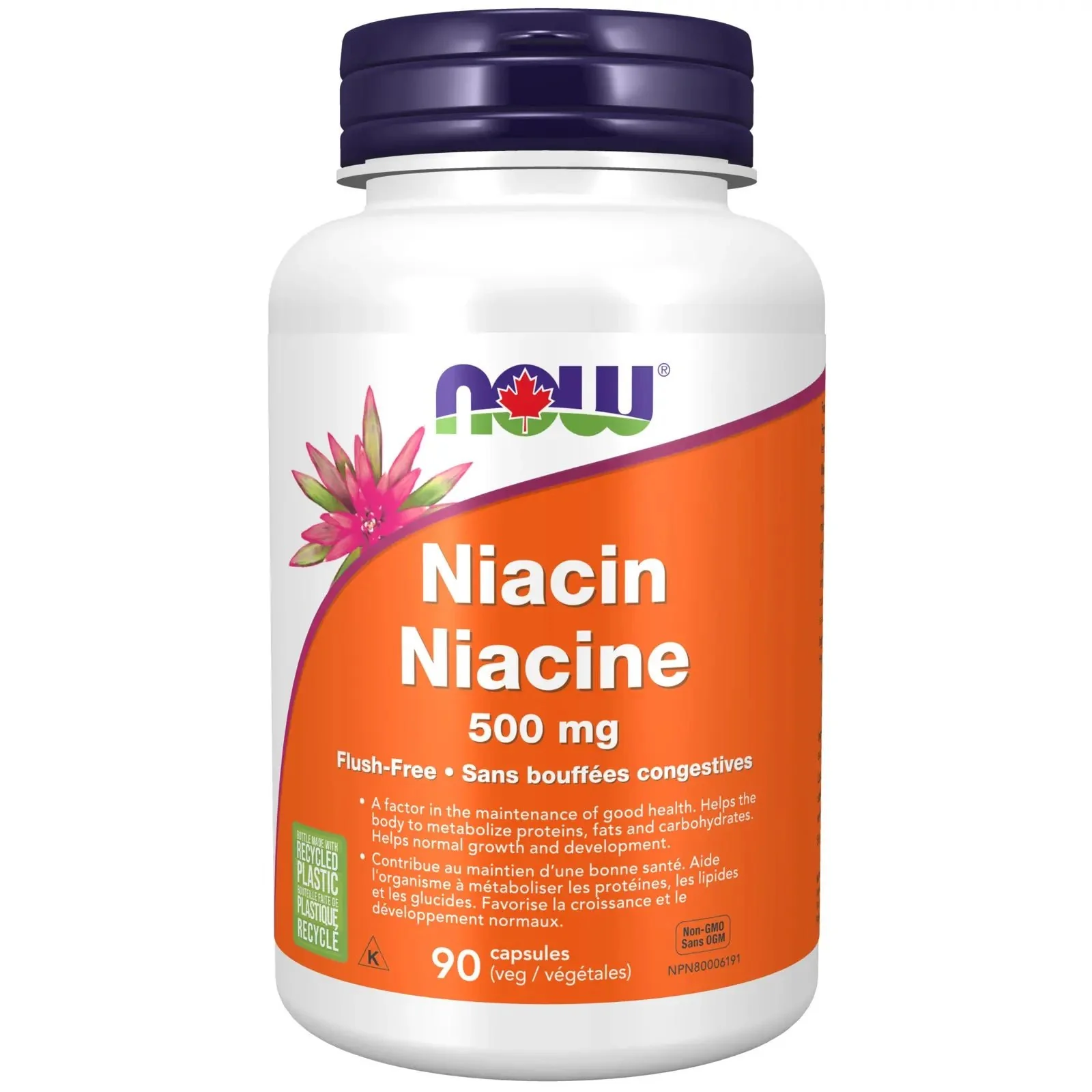 Now Niacin 500mg, Flush-Free 90 Veg Capsules
