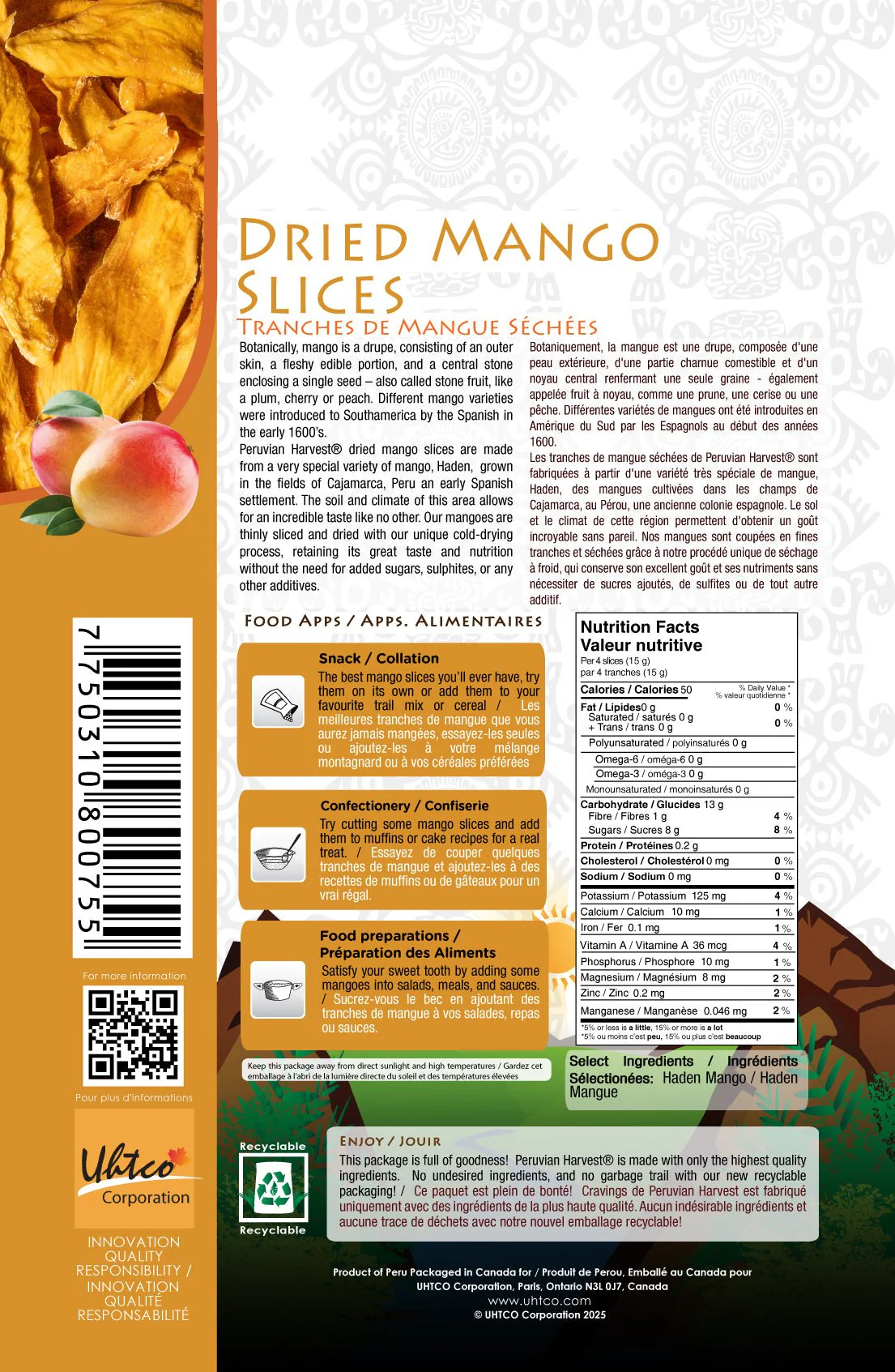 Peruvian Harvest Organic Dried Mango Slices 150 Grams - Image 2
