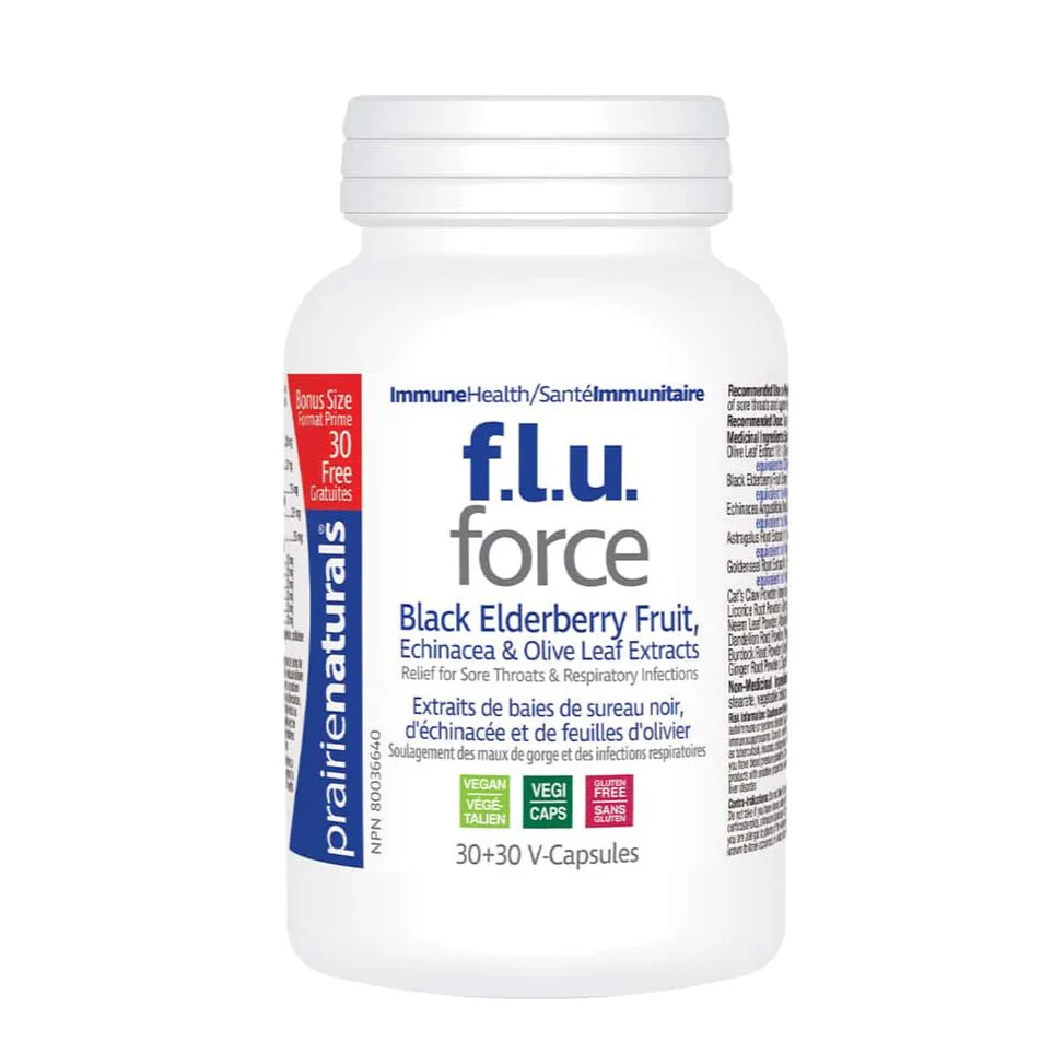 Prairie Naturals Flu Force 30 + 30 Bonus Veg Capsules
