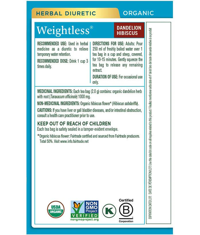 Traditional Medicinals - Organic Weightless® Dandelion Hibiscus Tea, 16 Bags - Image 3