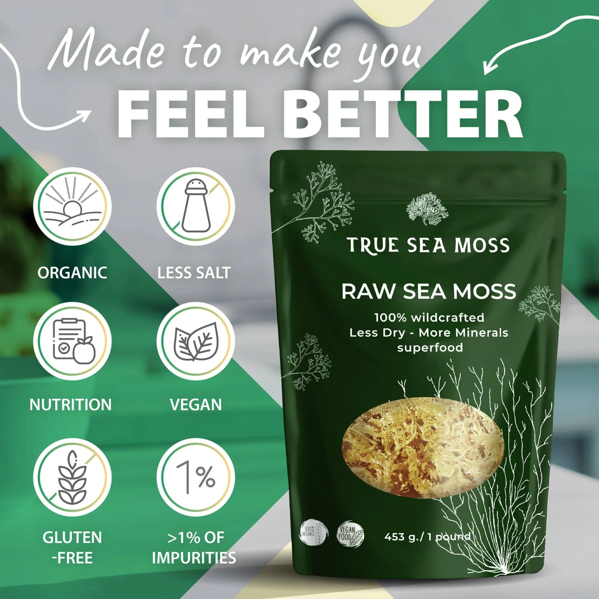 TrueSeaMoss Crafted Dry Raw Sea Moss 453 Grams - Image 2