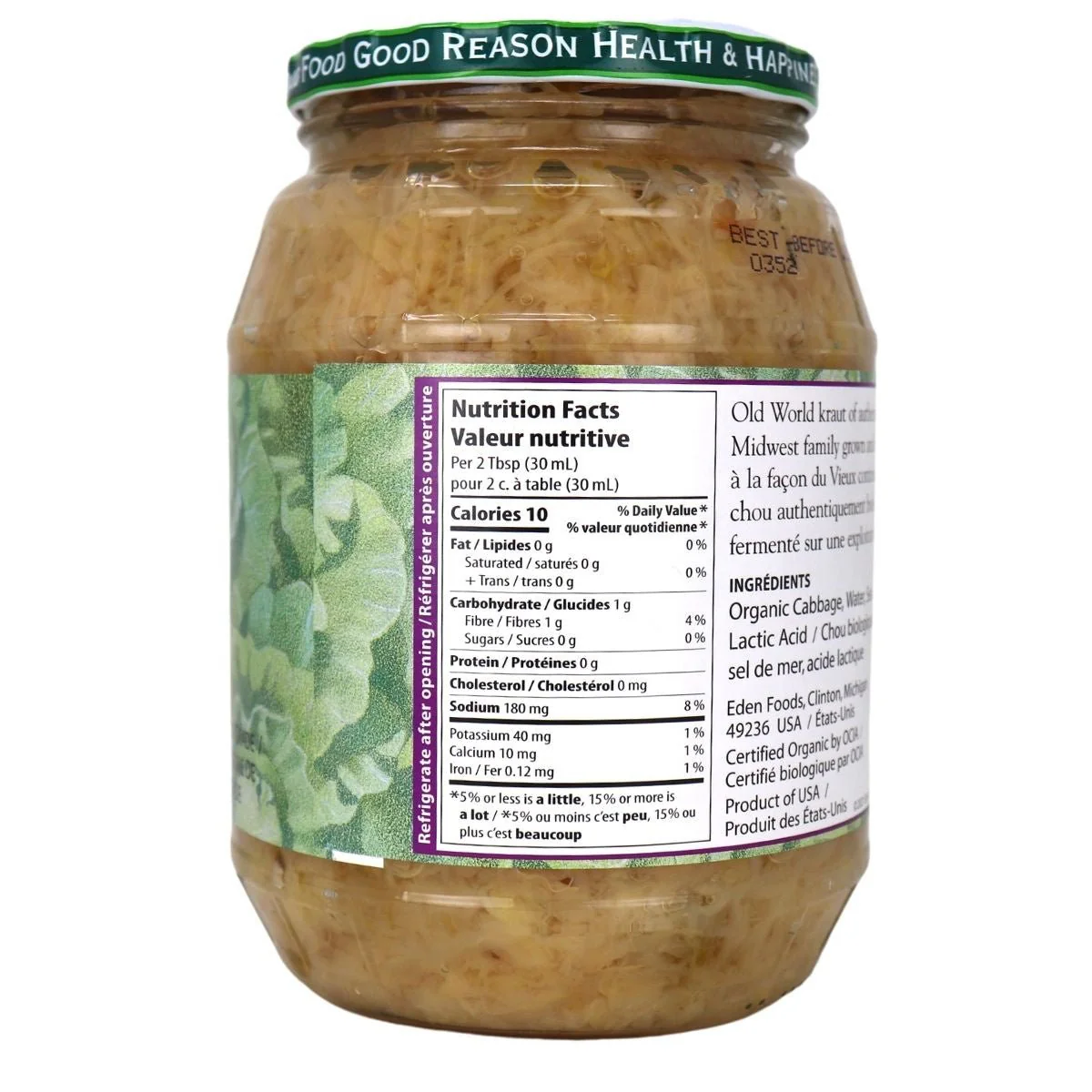 Eden Foods Organic Sauerkraut, 796mL - Image 2