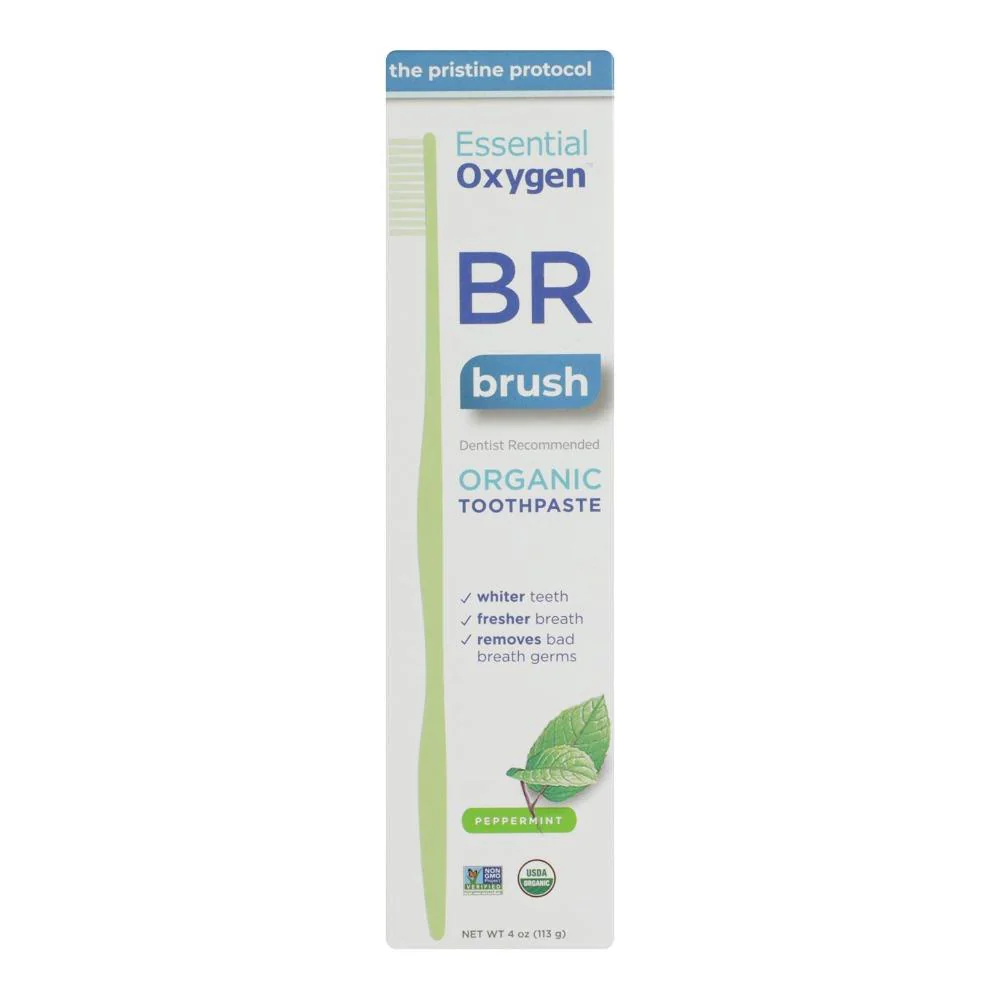 Essential Oxygen BR Organic Low Abrasion Toothpaste | Peppermint
