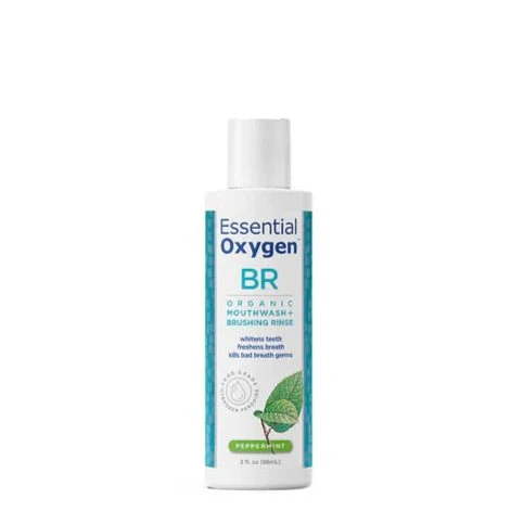 Essential Oxygen BR Organic Mouthwash + Brushing Rinse 88mL- Peppermint
