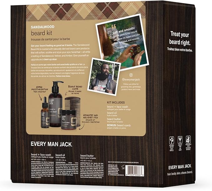 Every Man Jack Mens Sandalwood Beard Set - Image 2