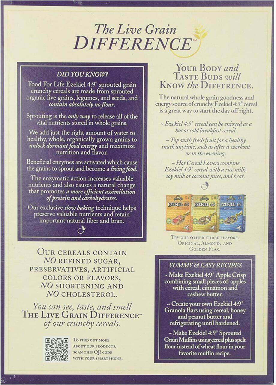 Ezekiel 4:9 Cinnamon Raisin Whole Grain Cereal 454 Grams - Image 3