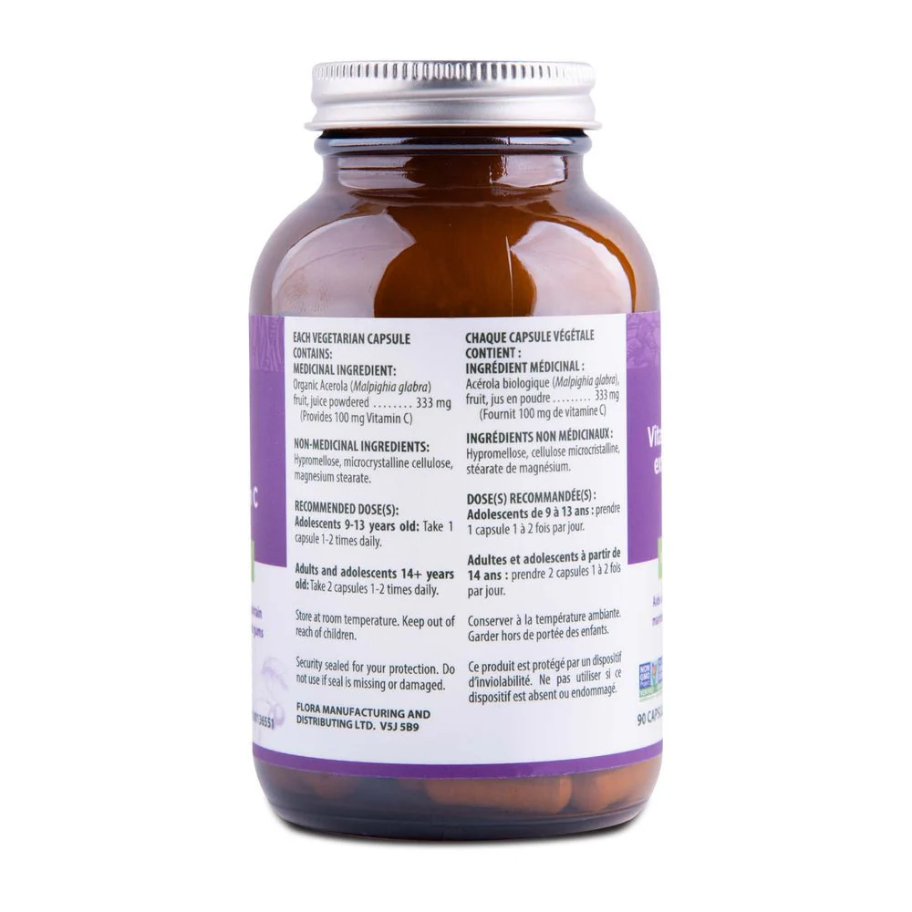 Flora Acerola Natural Vitamin C 90 Veg Capsules - Image 2