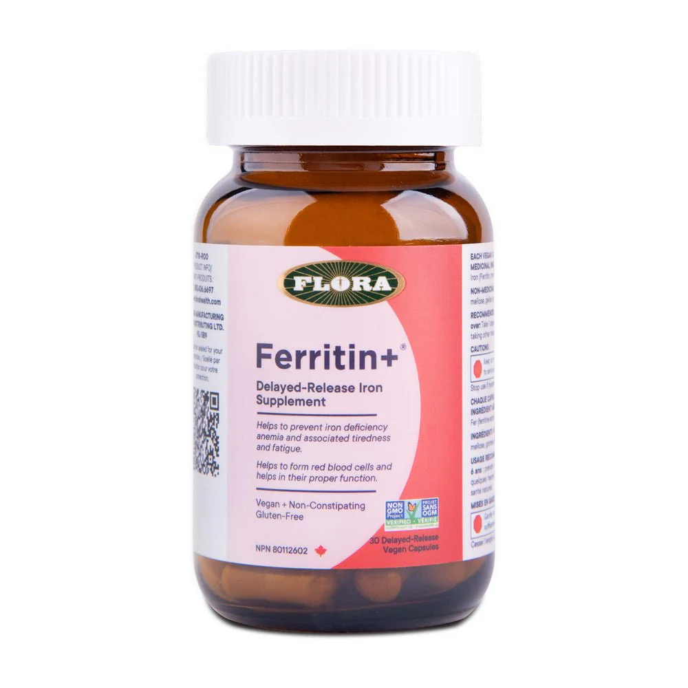Flora Ferritin+ 30 DR Vagan Capsules, Glass Bottle