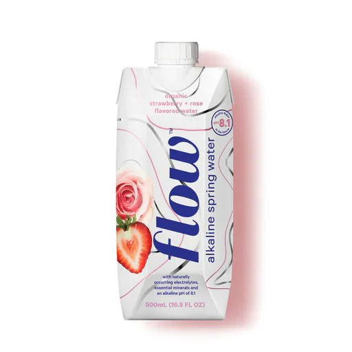 Flow Alkaline Spring Water Strawberry Rose 500mL