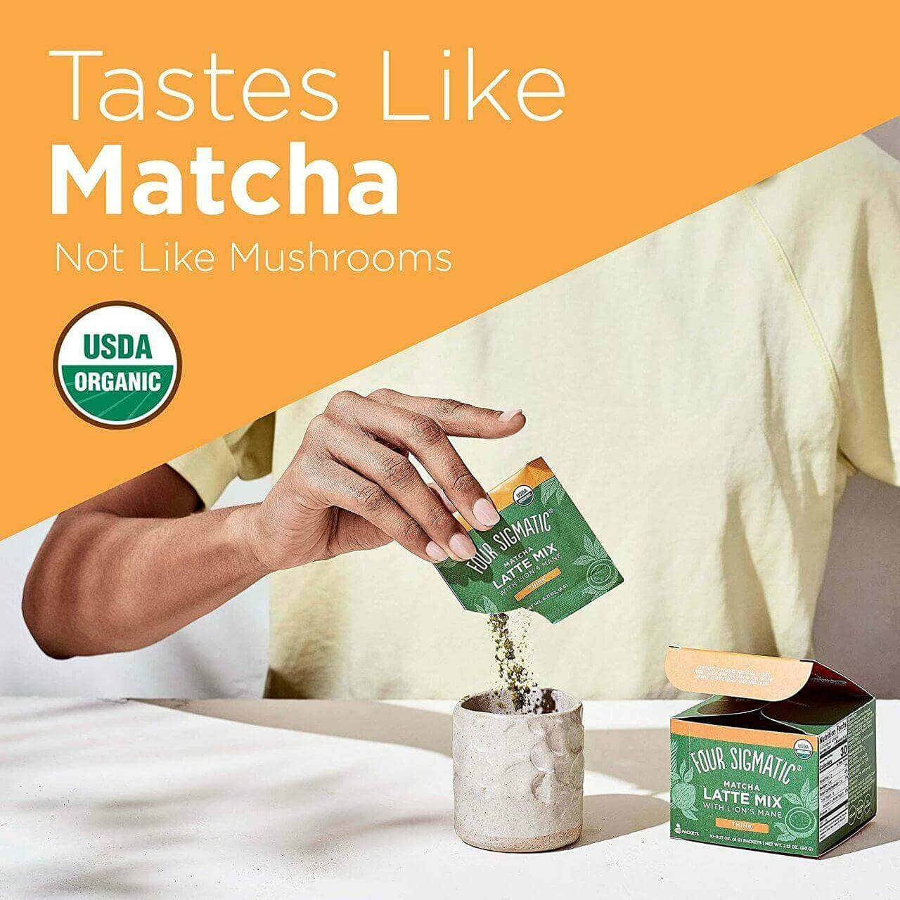 Four Sigmatic Matcha Latte Mix with Lion's Mane Eng 10 X 6 g sachets 60 Gram - Image 2