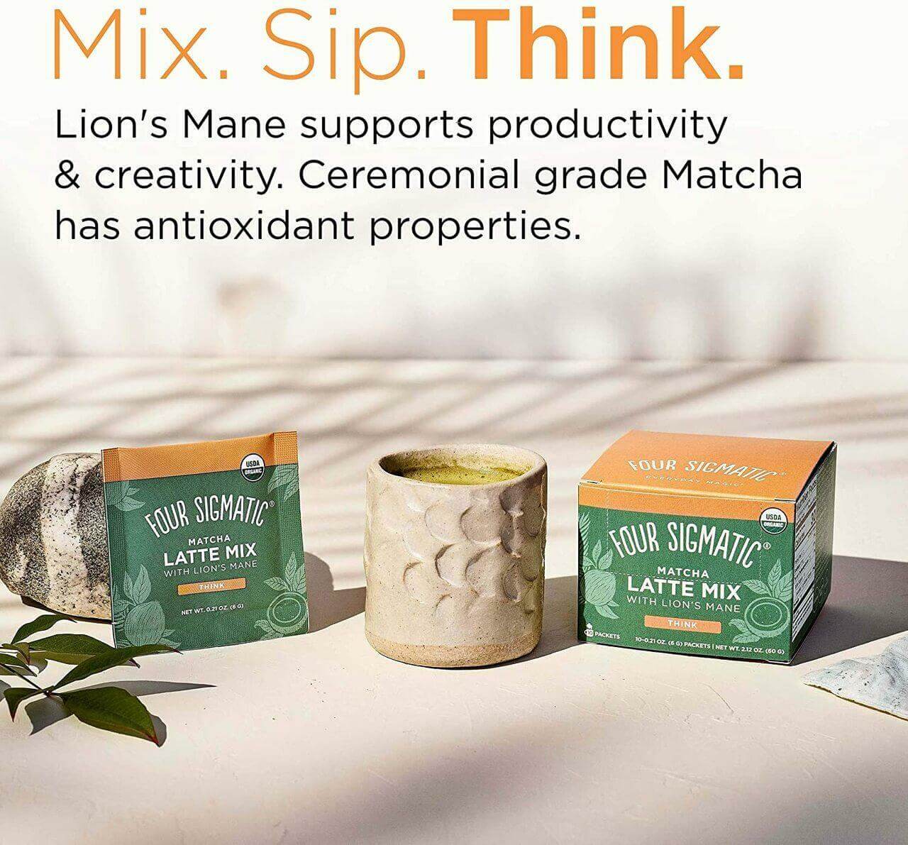 Four Sigmatic Matcha Latte Mix with Lion's Mane Eng 10 X 6 g sachets 60 Gram - Image 4