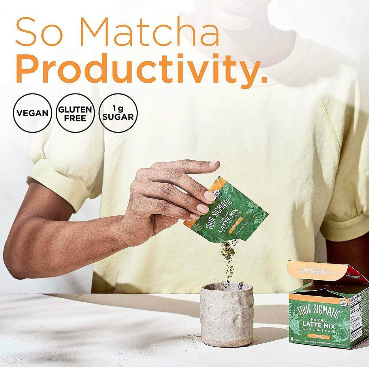 Four Sigmatic Matcha Latte Mix with Lion's Mane Eng 10 X 6 g sachets 60 Gram - Image 5