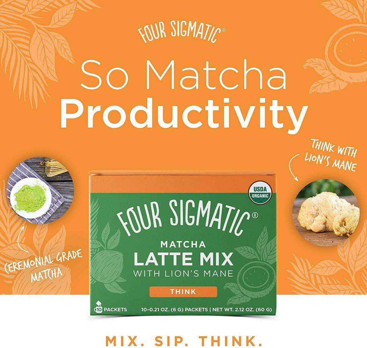 Four Sigmatic Matcha Latte Mix with Lion's Mane Eng 10 X 6 g sachets 60 Gram - Image 6