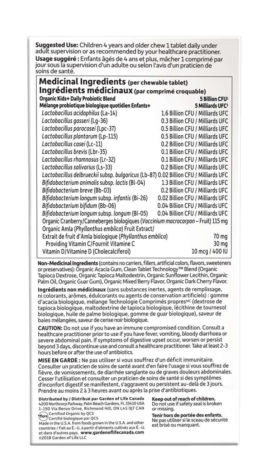 Garden Of Life Dr. Formulated Probiotics Organic Kids + 30 Chewable Tablets - Image 2