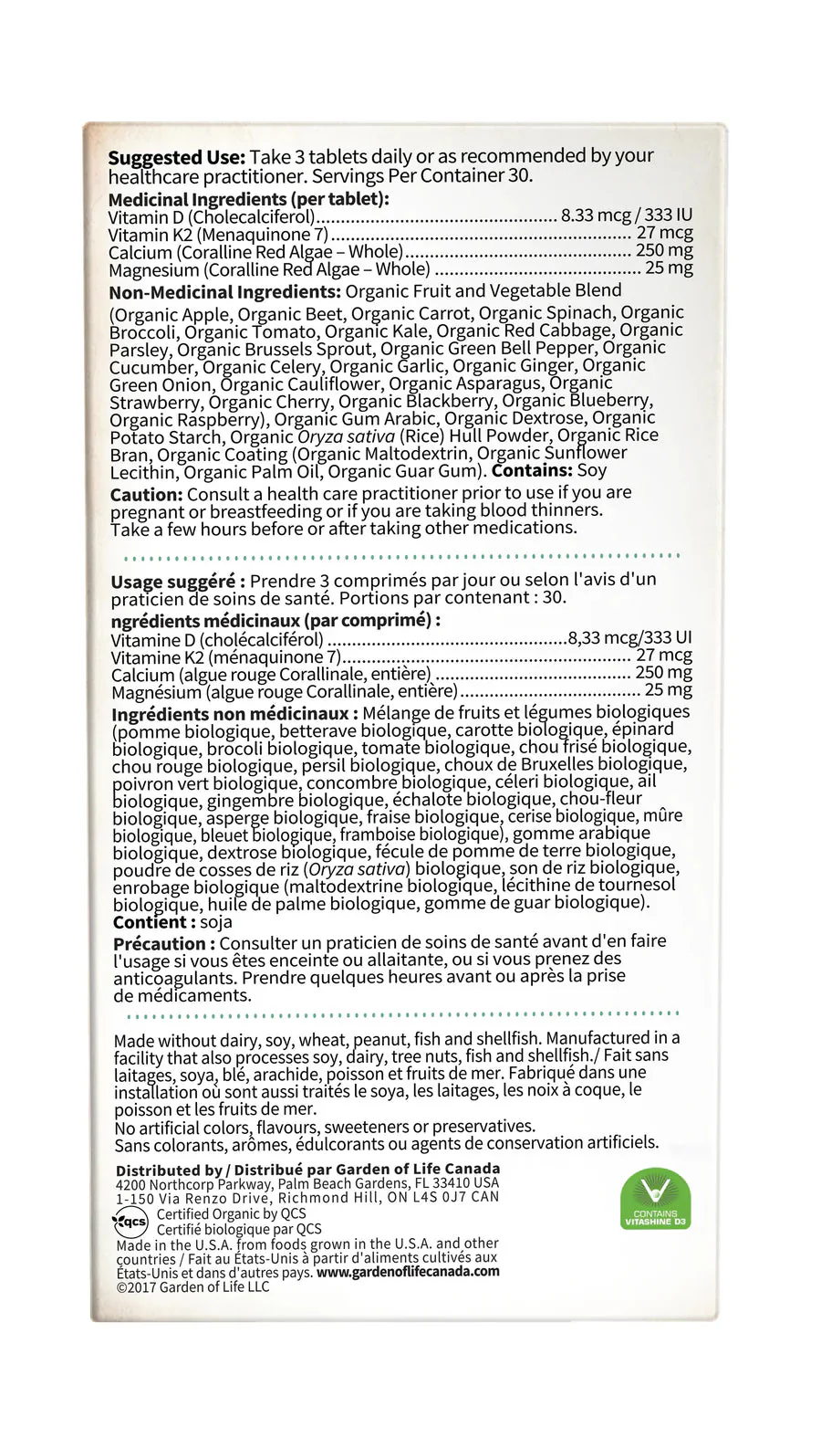 Garden Of Life Plant Calcium 90 Vegan Tablets - Image 3