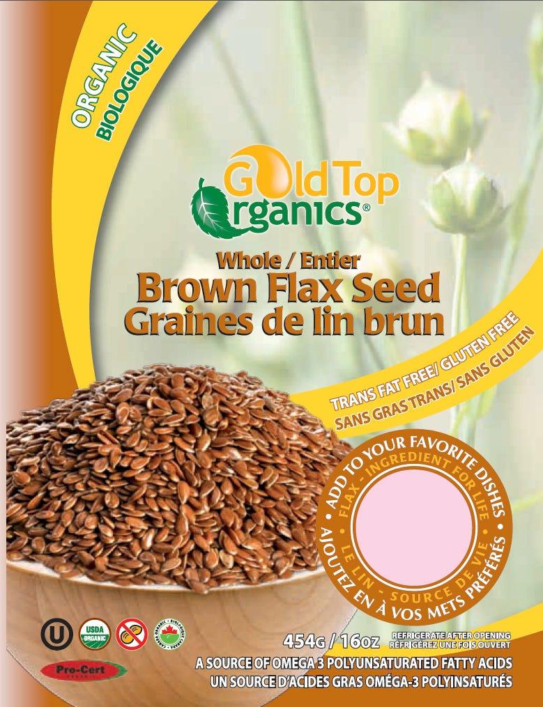 Gold Top Organics Brown Flax Seed 454 Grams