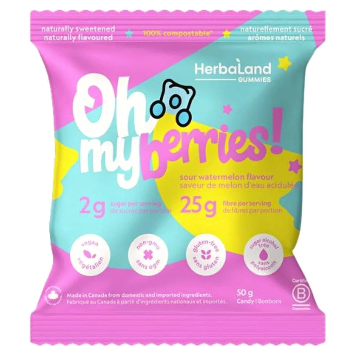 Herbaland Oh My Berries! Sour Watermelon Flavoured Gummies 50g