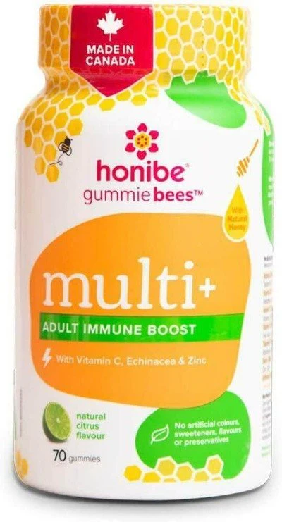 Honibe Adult Multivitamin Gummies Plus Immune Boost, 70 Veg Gummies