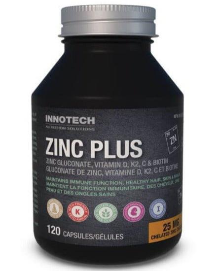 Innotech Nutrition Zinc Plus – Zinc, Vitamins D, C, K2 and Biotin – 120 Capsules