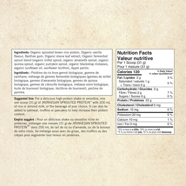 Iron Vegan Sprouted Protein - Natural Vanilla 500 Grams - Image 2