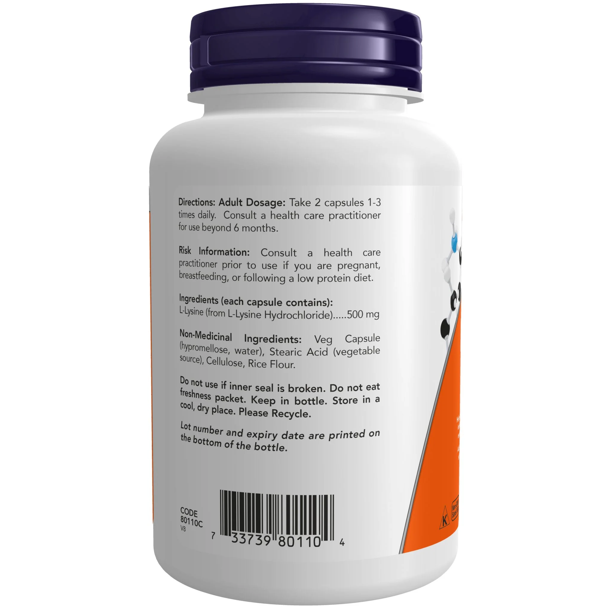 Now L-Lysine 500mg 100 Veg Capsules - Image 3