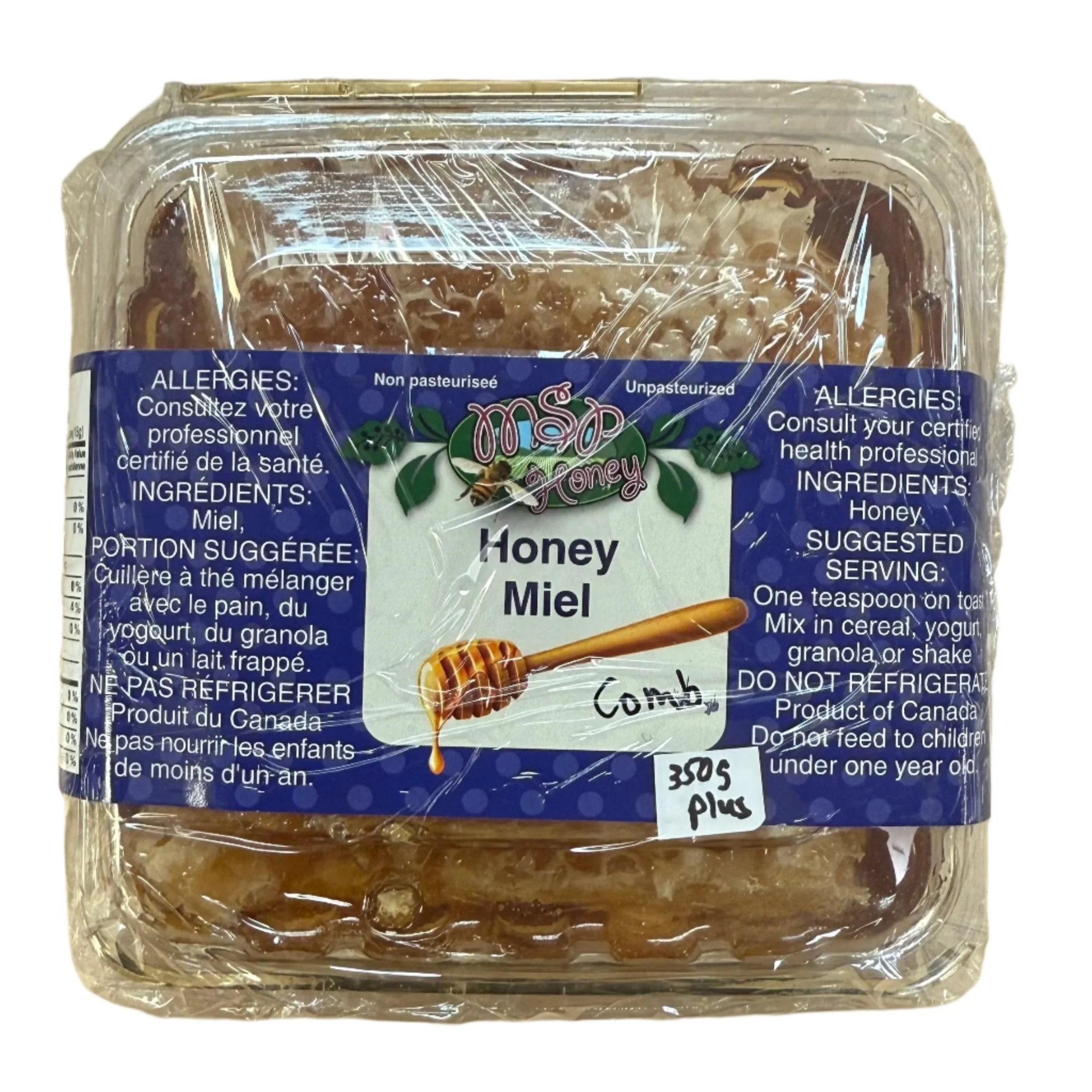 Marg's Organics Unpasteurized Raw Honey Comb 300 Grams