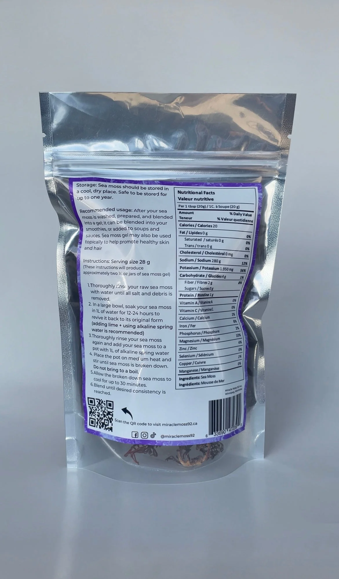 Miracle Moss 92 Purple Dry Sea Moss 112 Grams - Image 2