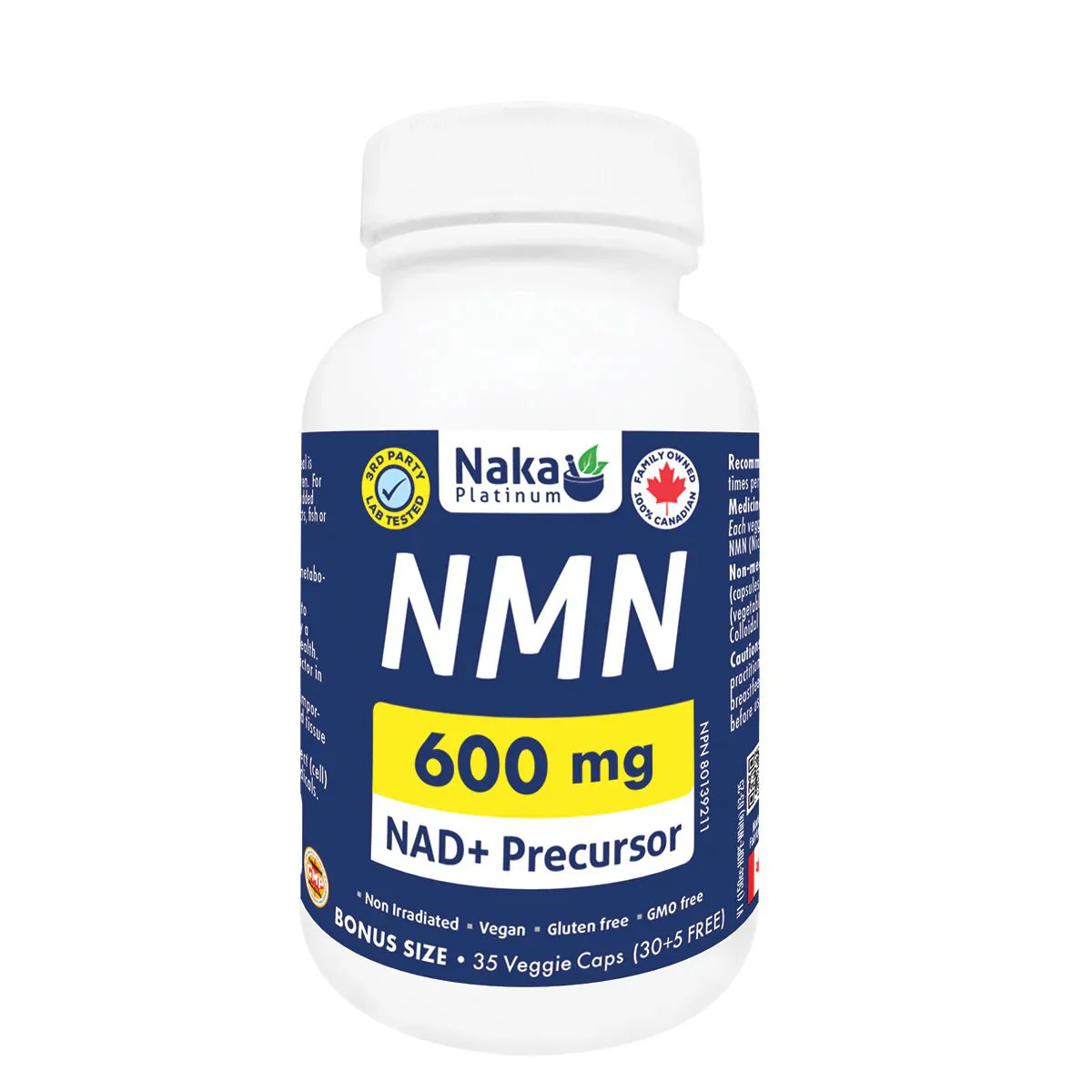 Naka NMN 600mg (NAD+ Precursor) 35 Veg Capsules