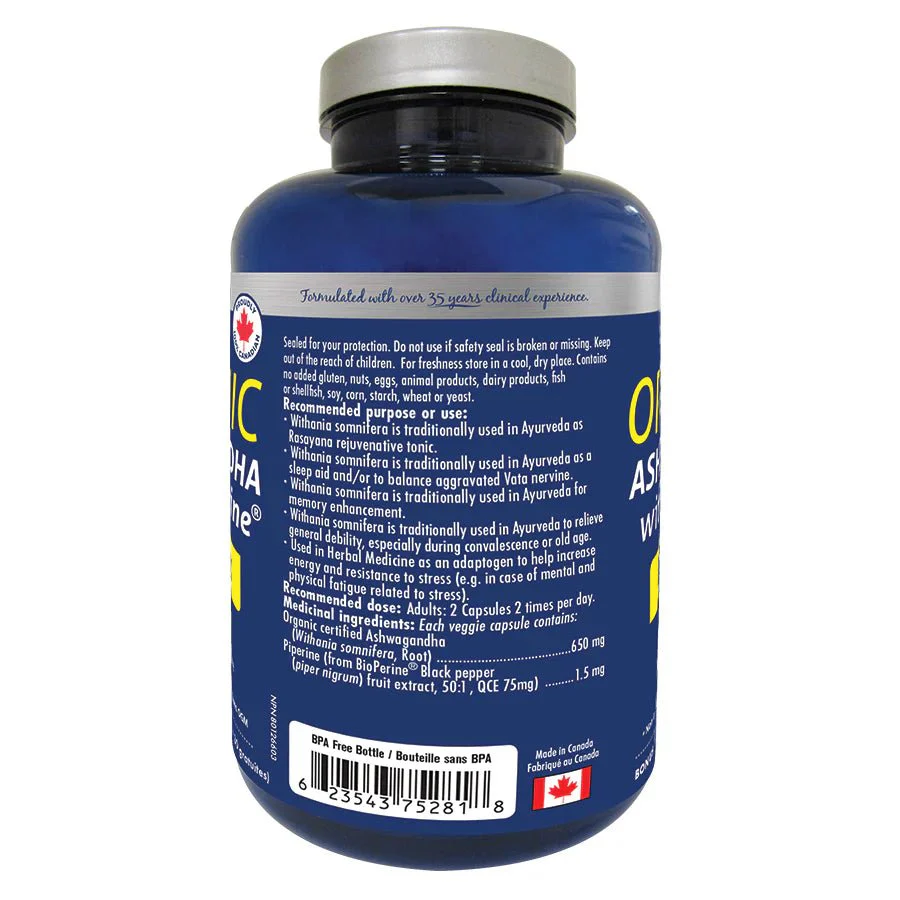 Naka Organic Ashwagandha with BioPerine 650mg 75 Veg Capsules - Image 2