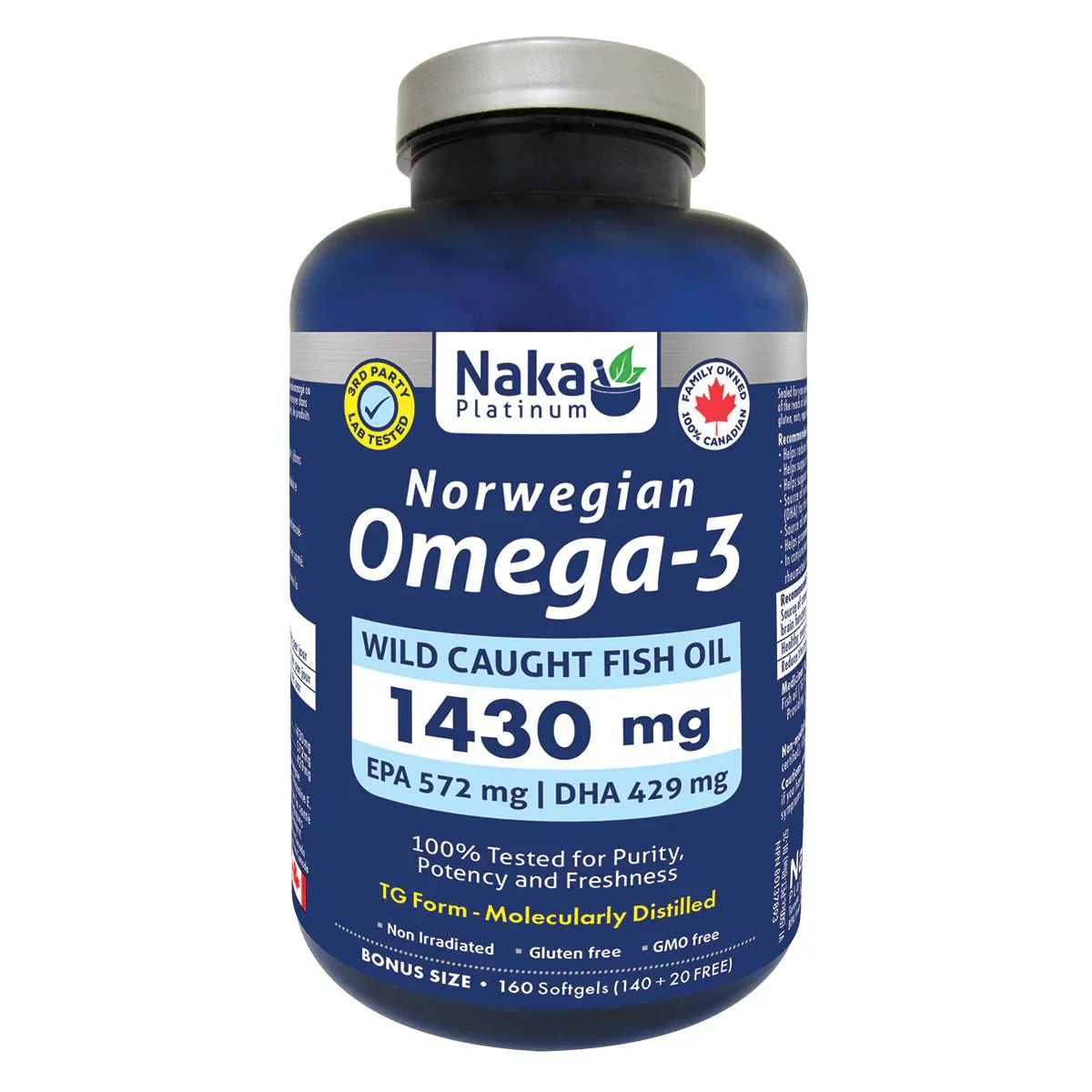 Naka Platinum Norwegian Omega-3 1430mg 160 Softgels