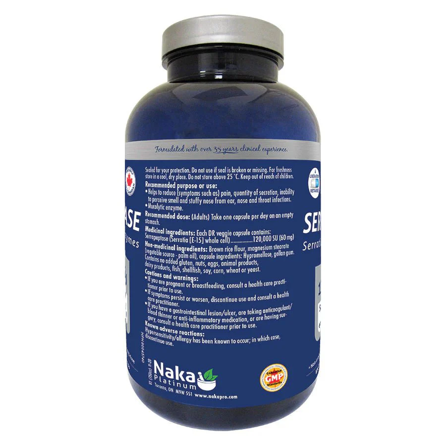 Naka Serrapeptase 150 Veg Capsules - Image 2