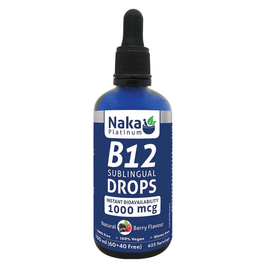Naka Vitamin B12 1,000mcg 100mL Dropper, Berry Flavour