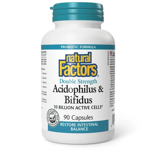Natural Factors Acidophilus & Bifidus Double Strength 90 Capsules